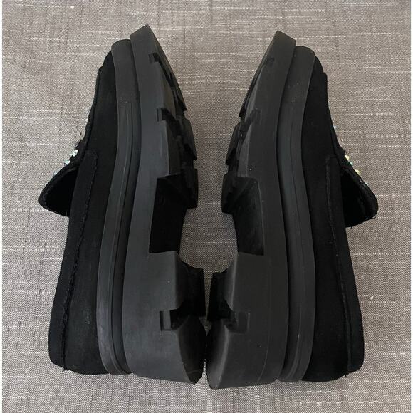 Steve Madden JLoosy Girls Size 1 Black Stars Studded Loafers - Picture 5 of 12